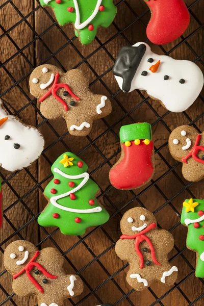 Biscoitos de Natal de pão de gengibre gelado tradicional — Fotografia de Stock