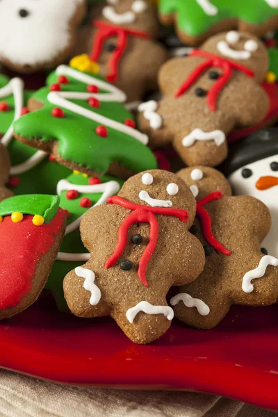 Traditional Iced Gingerbread Christmas Cookies — Stock Photo, Image