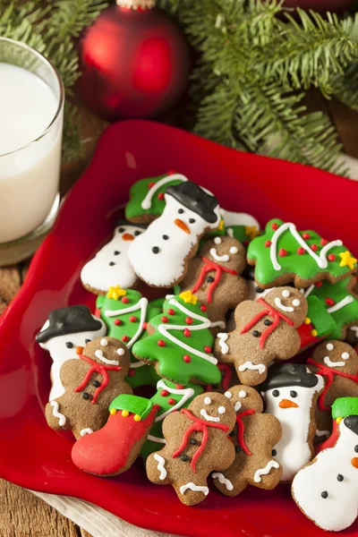 Biscotti di Natale tradizionali di pan di zenzero ghiacciato — Foto Stock