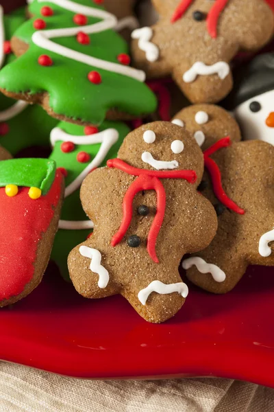 Biscotti di Natale tradizionali di pan di zenzero ghiacciato — Foto Stock