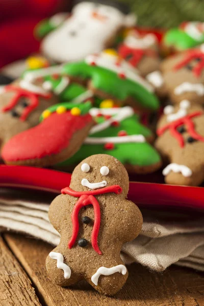 Traditional Iced Gingerbread Christmas Cookies — Stock Photo, Image