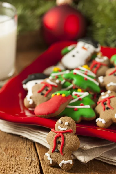 Traditional Iced Gingerbread Christmas Cookies — Stock Photo, Image