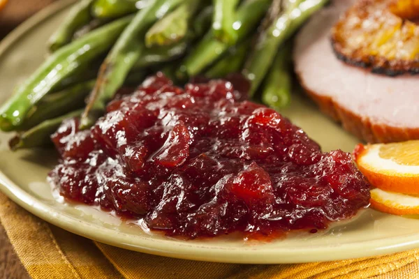 Rode zelfgemaakte cranberry saus — Stockfoto