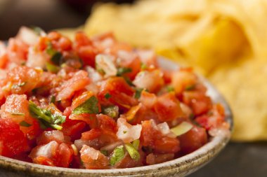 ev yapımı pico de gallo salsa ve cips