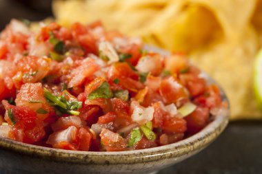 ev yapımı pico de gallo salsa ve cips