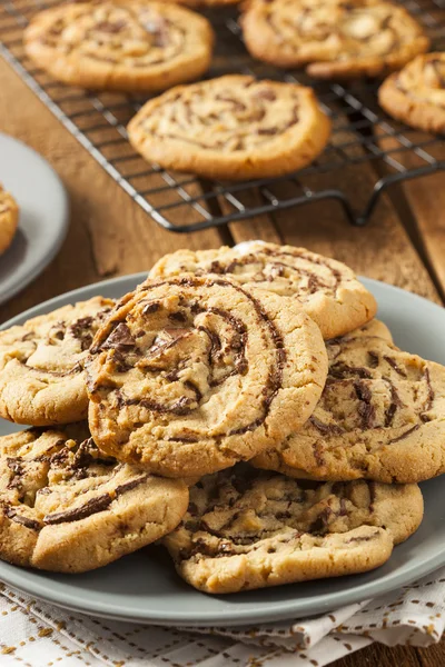 Čokoládová placička cookie Větrník arašídové máslo — Stock fotografie