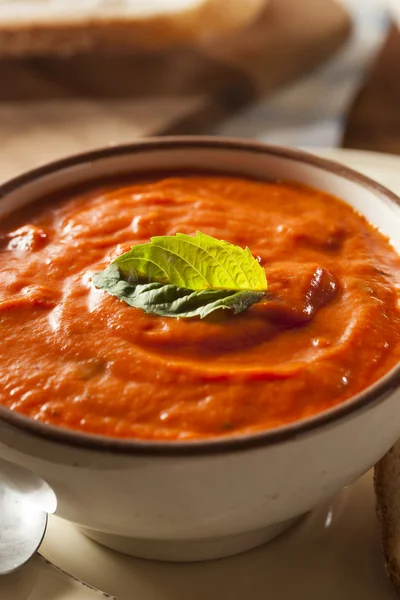 Kremowa zupa pomidorowa bazylia bisque — Zdjęcie stockowe