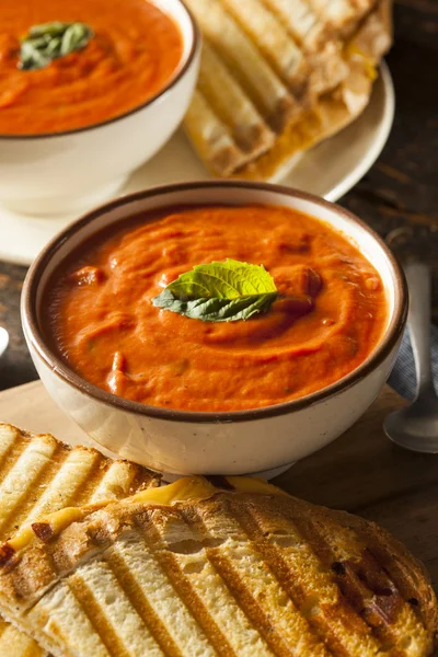 Grilled Cheese Sandwich with Tomato Soup — Stock Photo, Image