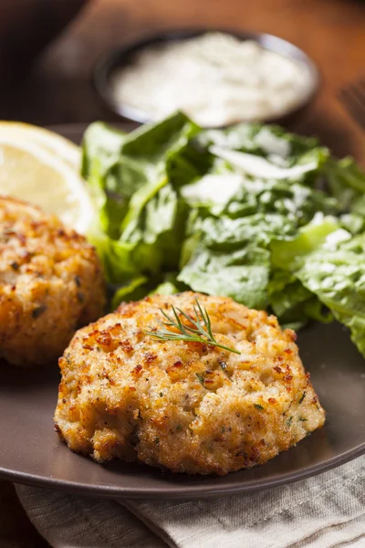 Organic Homemade Crab Cakes — Stock Photo, Image