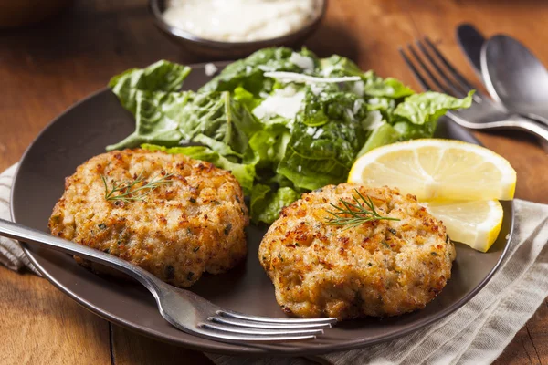 Organic Homemade Crab Cakes — Stock Photo, Image