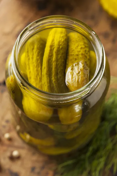 Hembakade ekologiska crunch gröna pickles — Stockfoto