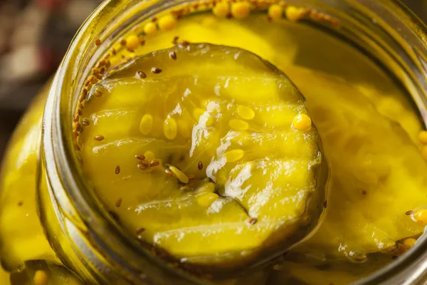 Homemade Organic Crunch Green Pickles — Stock Image Homemade Organic Crunch Green Pickles Stock Picture