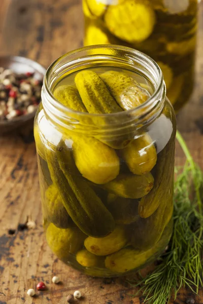 Homemade Organic Crunch Green Pickles — Stock Image Homemade Organic Crunch Green Pickles Stock Photo