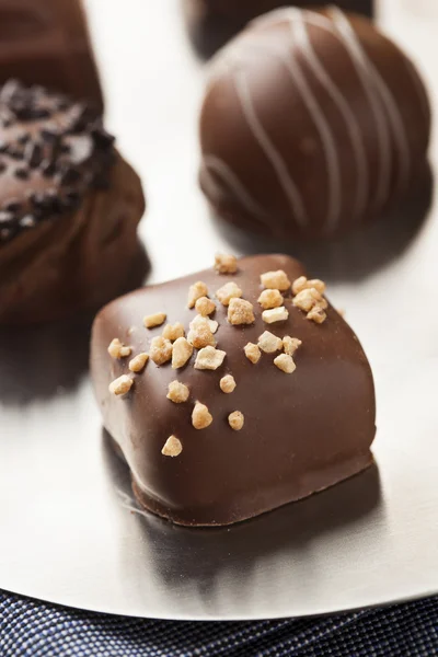 Gourmet Fancy Dark Chocolate Truffle Candy — Stock Photo, Image