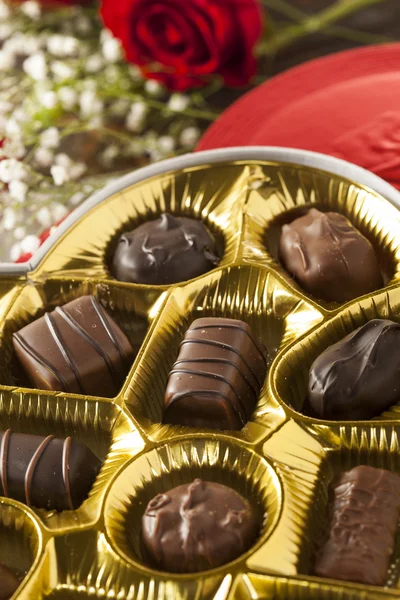 Box of Gourmet Chocolates for Valentine 's Day — стоковое фото