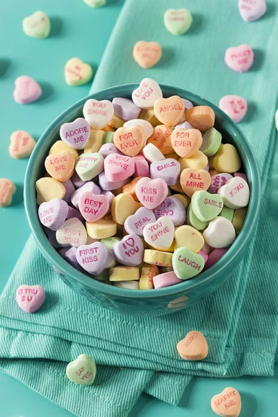 Candy Conversation Hearts para o Dia dos Namorados — Fotografia de Stock