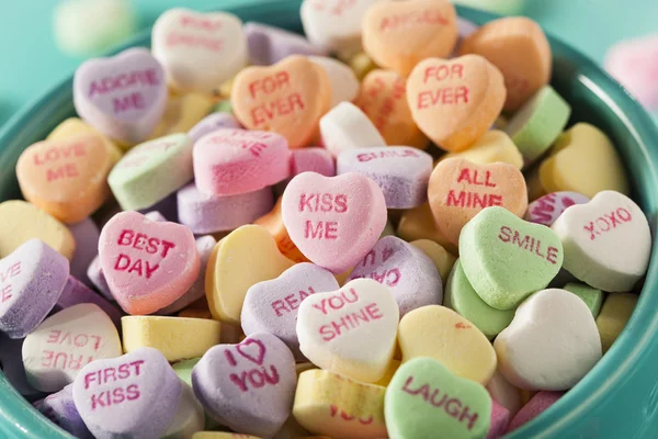 Cuori di conversazione di caramelle per San Valentino — Foto Stock