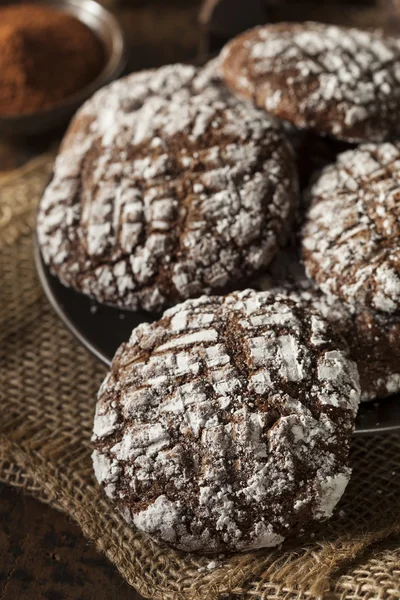 가루 설탕 초콜릿 주름 쿠키 — 스톡 사진