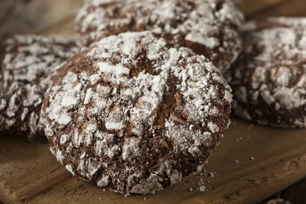 Chocolate Crinkle Cookies with Powdered Sugar — Stock Photo, Image