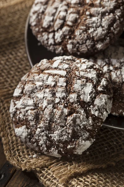 Suklaa ryppy evästeet jauhettua sokeria — kuvapankkivalokuva