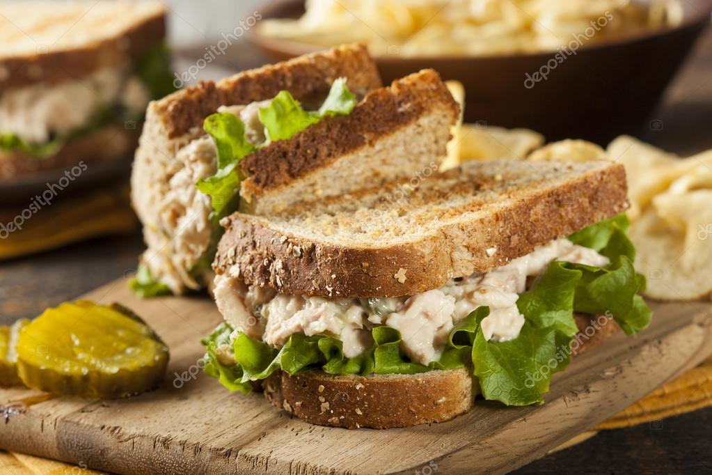 Healthy Tuna Sandwich with Lettuce — Stock Photo © bhofack2 39793513