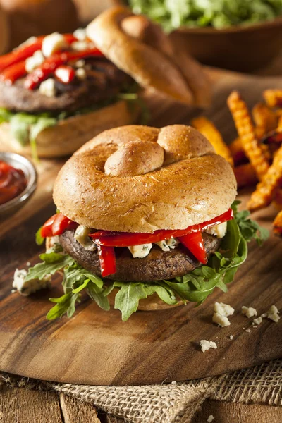 Hamburguesa sana vegetariana de champiñones Portobello — Foto de Stock