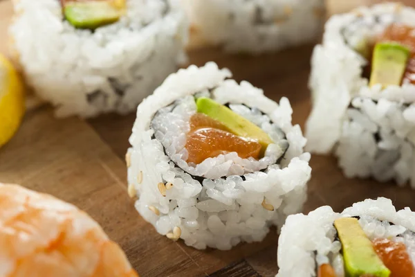 Healthy Japanese Salmon Maki Sushi — Stock Photo, Image