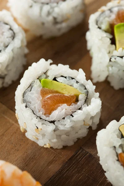 Healthy Japanese Salmon Maki Sushi — Stock Photo, Image