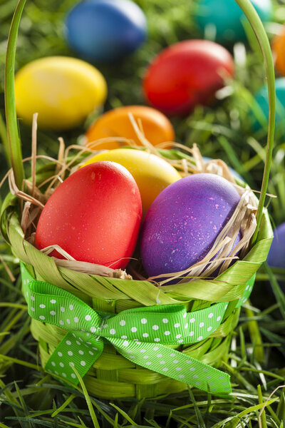 Colorful Dyed Eggs for Easter