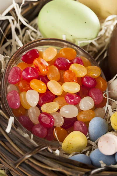 Festive Easter Candy in a Basket — Stock Photo, Image