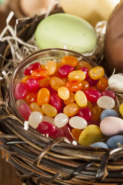 Festive Easter Candy in a Basket — Stock Photo, Image