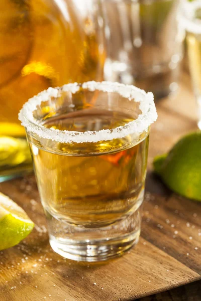 Tequila Shots with Lime and Salt — Stock Photo, Image