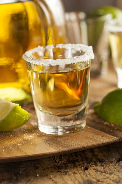 Tequila Shots with Lime and Salt — Stock Photo, Image