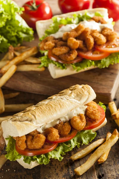 Homemade Shrimp Po Boy Sandwich — Stock Photo, Image
