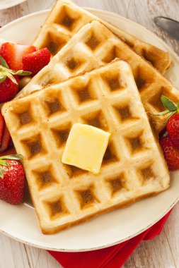 meyve ile ev yapımı Belçika waffle