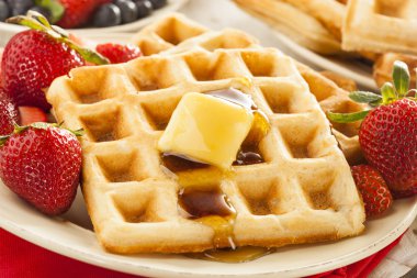 meyve ile ev yapımı Belçika waffle