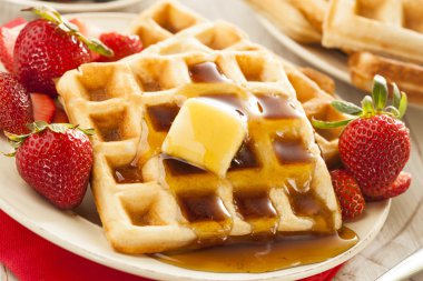Homemade Belgian Waffles with Fruit clipart