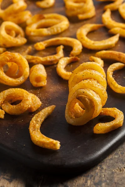 Spicy Seasoned Curly Fries — Stock Photo, Image