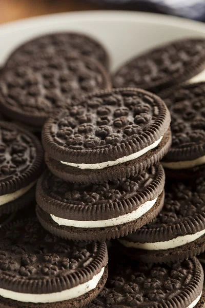 Unhealthy Chocolate Cookies with Cream Filling — Stock Photo, Image