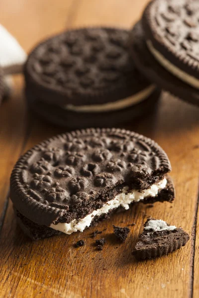 Unhealthy Chocolate Cookies with Cream Filling — Stock Photo, Image