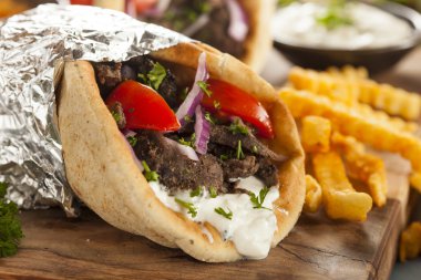 Homemade Meat Gyro with French Fries clipart