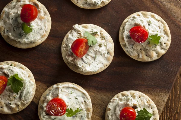 Cracker e formaggi antipasti — Foto Stock