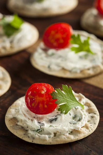 Cracker and Cheese Hors D'oeuvres — Stock Image Cracker and Cheese Hors D'oeuvres Stock Picture