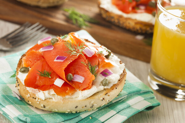 Homemade Bagel and Lox