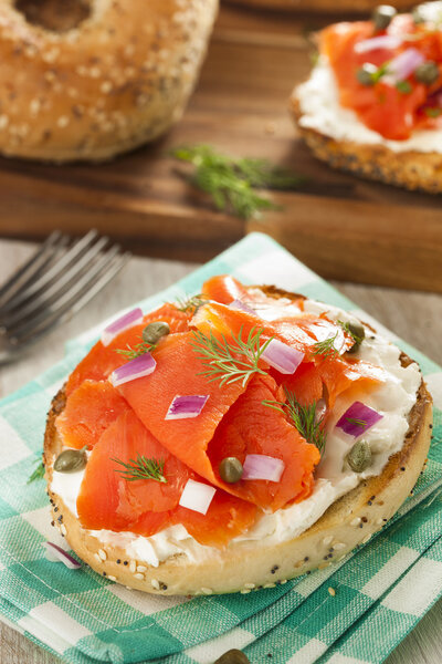 Homemade Bagel and Lox