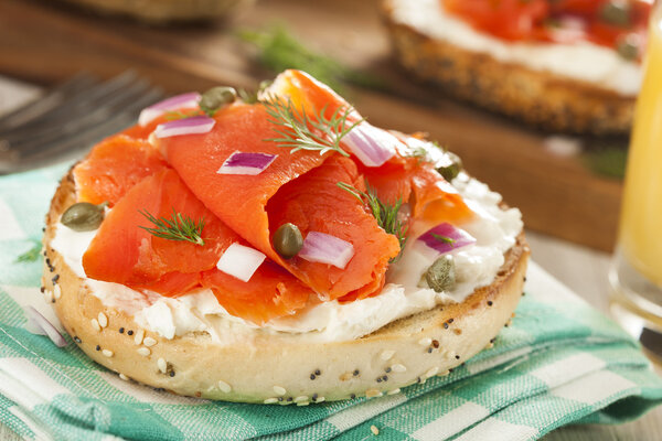 Homemade Bagel and Lox