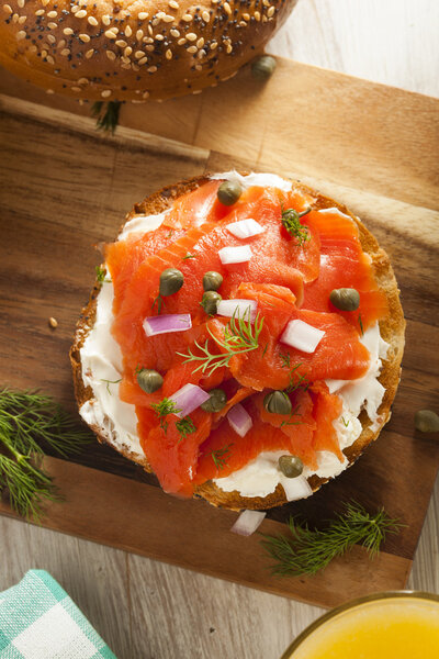 Homemade Bagel and Lox
