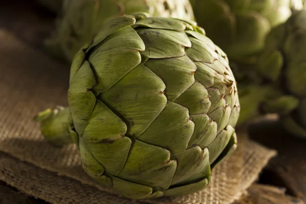 Rauwe biologische groene artisjokken — Stockfoto