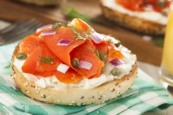Homemade Bagel and Lox — Stock Image Homemade Bagel and Lox Stock Image