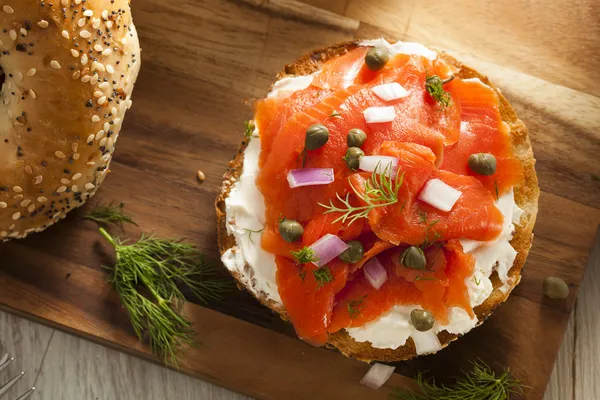 Homemade Bagel and Lox — Stock Image Homemade Bagel and Lox Royalty Free Stock Images